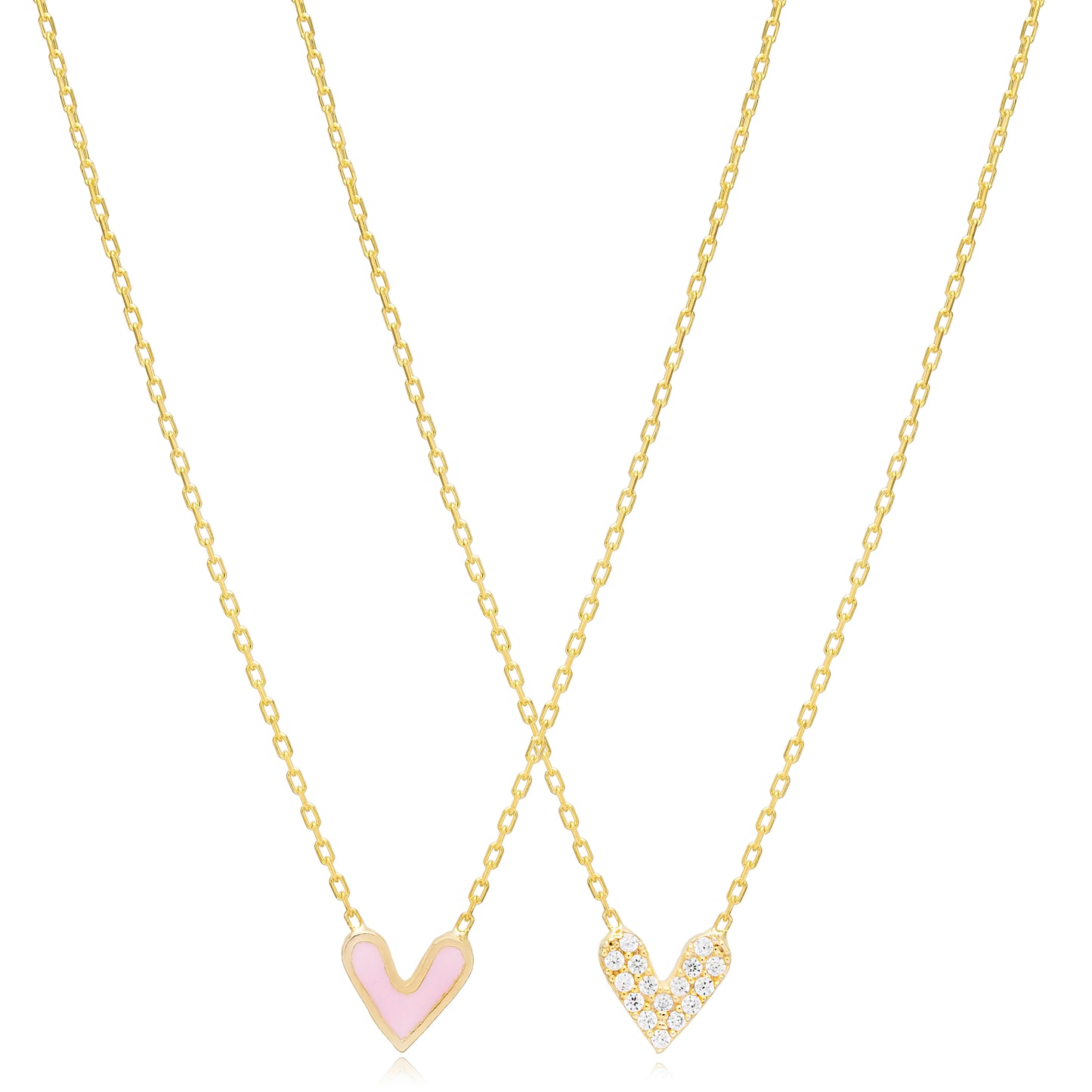 Double Side Pink Heart Necklace