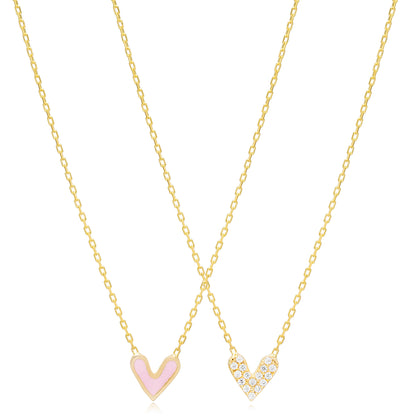 Double Side Pink Heart Necklace