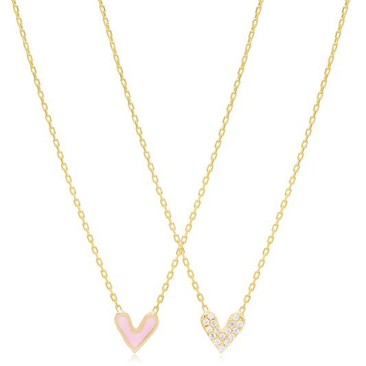 Double Side Pink Heart Necklace