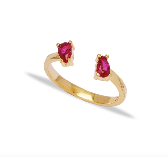 Double Drop Ruby Ring