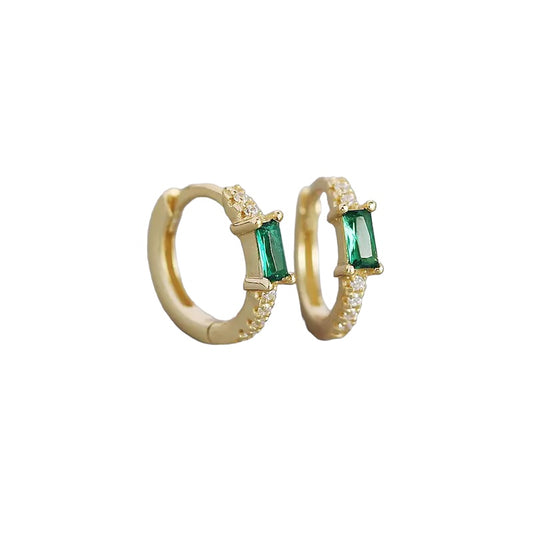 Green Baguette Hoops